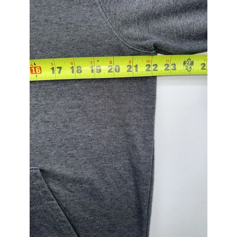The North Face Men's Gray Pullover Hoodie M Fuzzy Black Logo Drawstring Pockets